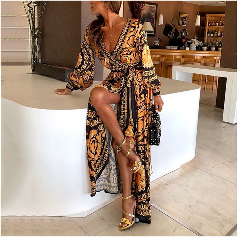 European American Style Sexy Women&apos;s Dress Popular High Split Lady Long Skirt Nightclub Casual Skirt