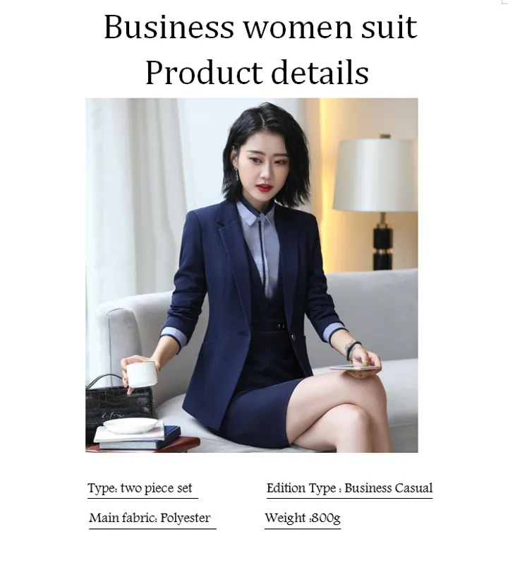 Business Women Suit Office Lady White Collar Formal Work Dress Concert Meetings Formal Girl Skirt