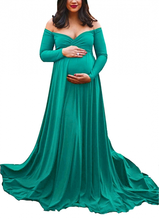Europe and America Fashion Mercerized cotton Long Sleeve V collar Dress Sexy Maternity Dress