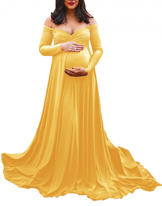 Europe and America Fashion Mercerized cotton Long Sleeve V collar Dress Sexy Maternity Dress