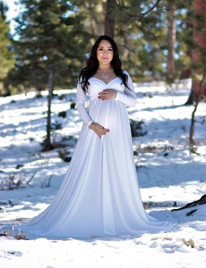 Europe and America Fashion Mercerized cotton Long Sleeve V collar Dress Sexy Maternity Dress