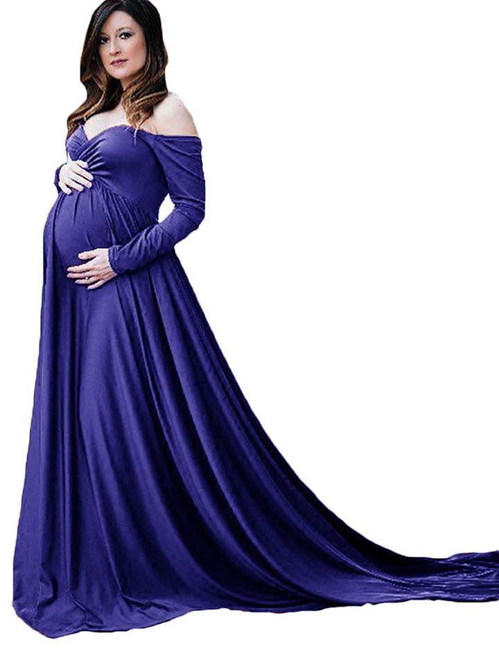 Europe and America Fashion Mercerized cotton Long Sleeve V collar Dress Sexy Maternity Dress