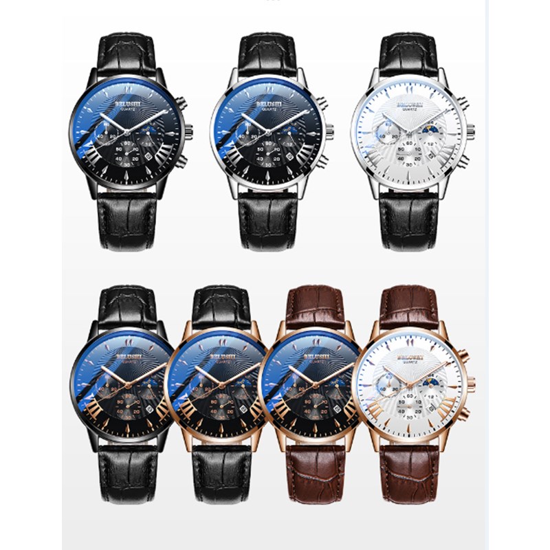 Hot Sale New Cool Men Business Watch Multi-Function Water Proof Male Student Luminious Quartz Watch