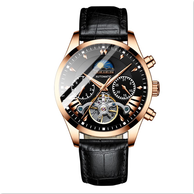 Men's Mechanical Full Automatic Waterproof Watch Luminous  Fine Steel Solid Band Watch