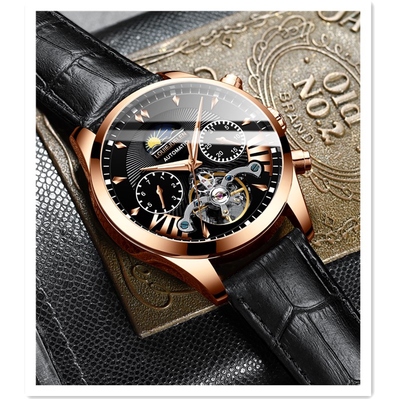 Men's Mechanical Full Automatic Waterproof Watch Luminous  Fine Steel Solid Band Watch