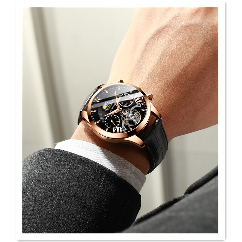 Men's Mechanical Full Automatic Waterproof Watch Luminous  Fine Steel Solid Band Watch