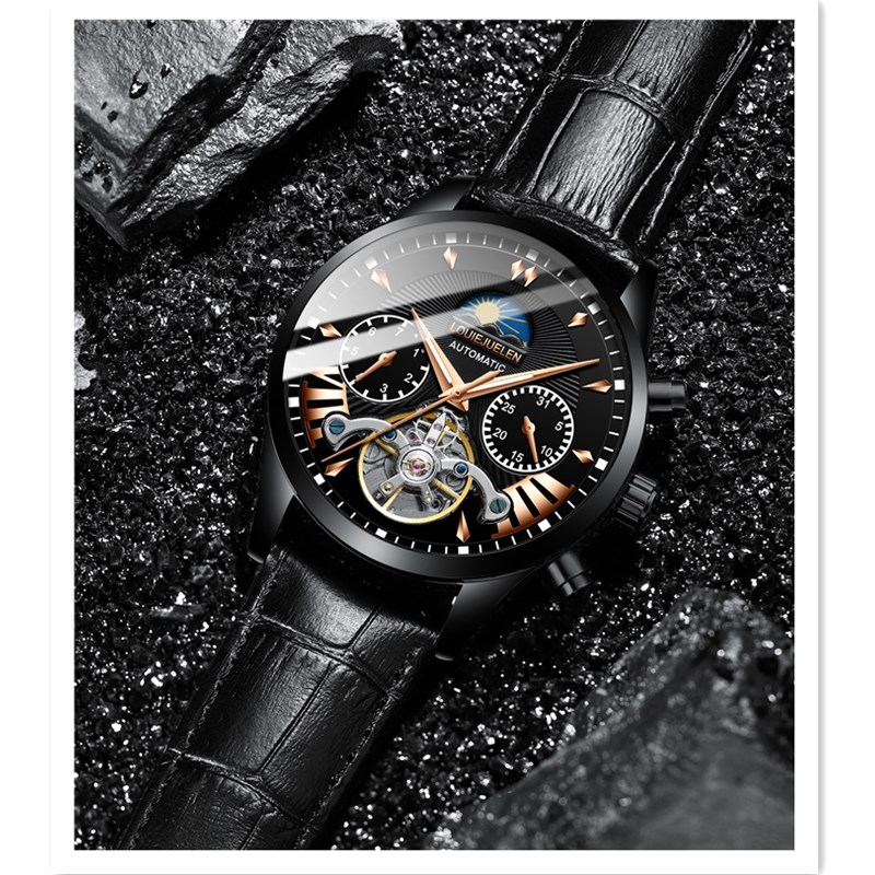 Men's Mechanical Full Automatic Waterproof Watch Luminous  Fine Steel Solid Band Watch