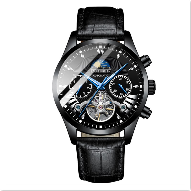 Men's Mechanical Full Automatic Waterproof Watch Luminous  Fine Steel Solid Band Watch