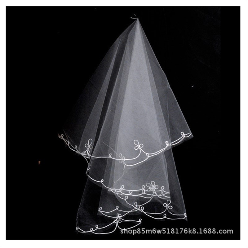 Bride&apos;s Fashion Veil 1.5M White Yarn Thick Line Wedding Head Dress Princess&apos;s Head Decoration