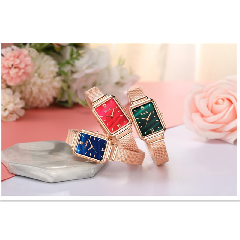 2021 Ins Style Light Luxury Women Watch Retro Small Square Mesh Belt Star Lady Watch