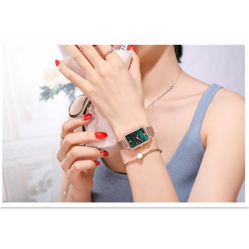 2021 Ins Style Light Luxury Women Watch Retro Small Square Mesh Belt Star Lady Watch