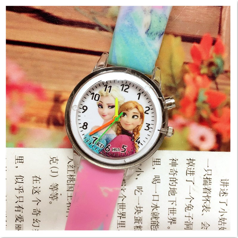 Kids Gift Popular Flash Light Cartoon Children&apos;s Watch Luminous Girl Princess Students Wrist Watch
