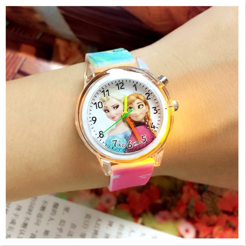 Kids Gift Popular Flash Light Cartoon Children&apos;s Watch Luminous Girl Princess Students Wrist Watch