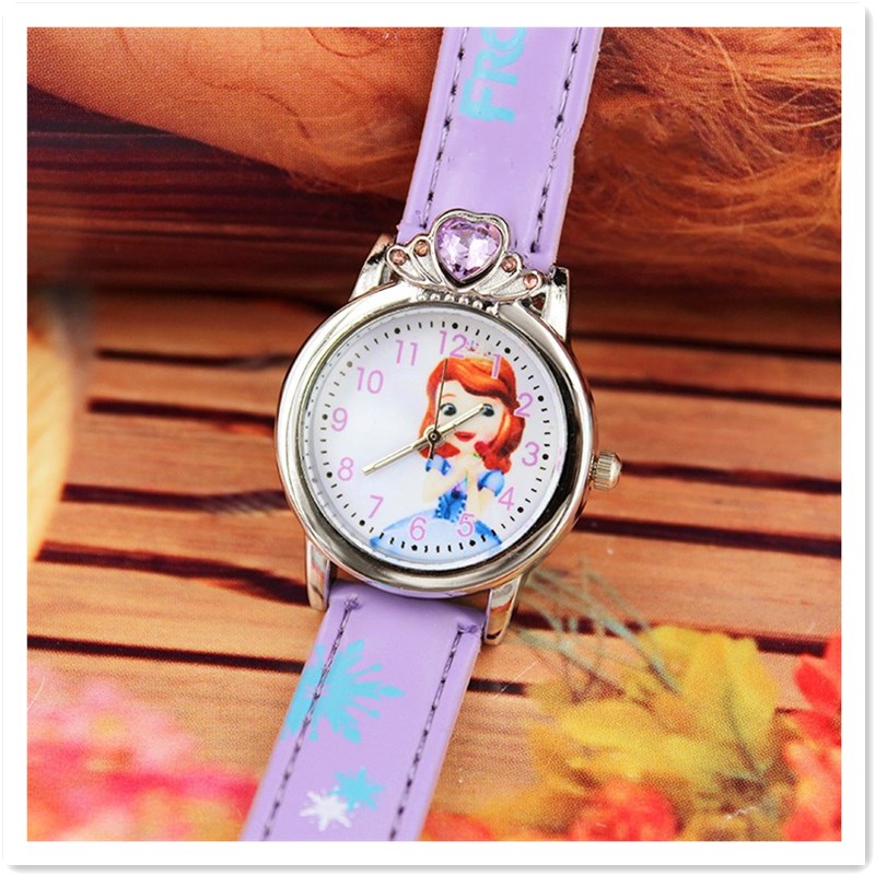 Kids Gift Popular Cartoon Children&apos;s Watch Color Belt with diamond Princess Girl Watch Student Watch
