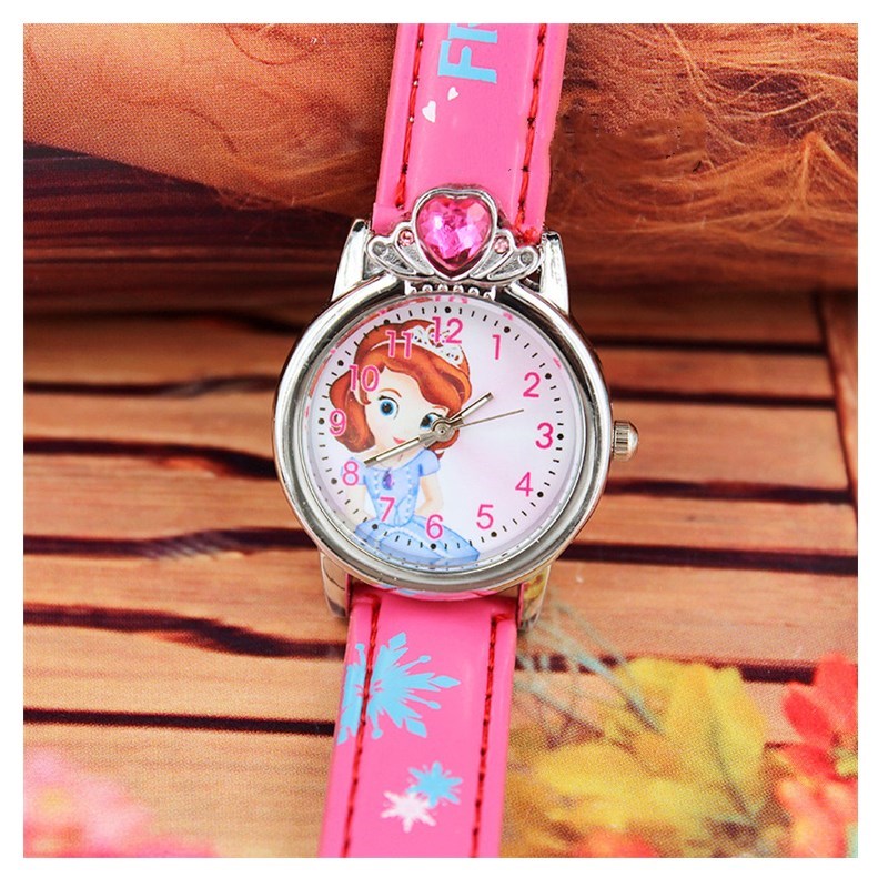 Kids Gift Popular Cartoon Children&apos;s Watch Color Belt with diamond Princess Girl Watch Student Watch