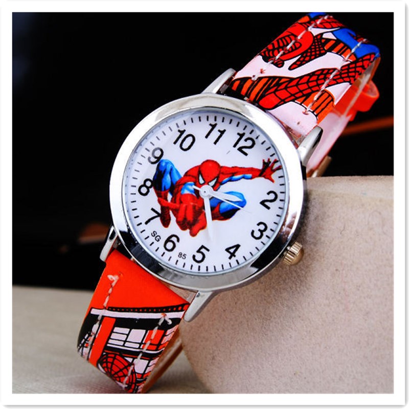 Children Gift Popular Spider Cartoon Children&apos;s Color Cool Printed Belt Boys Students&apos; Watch