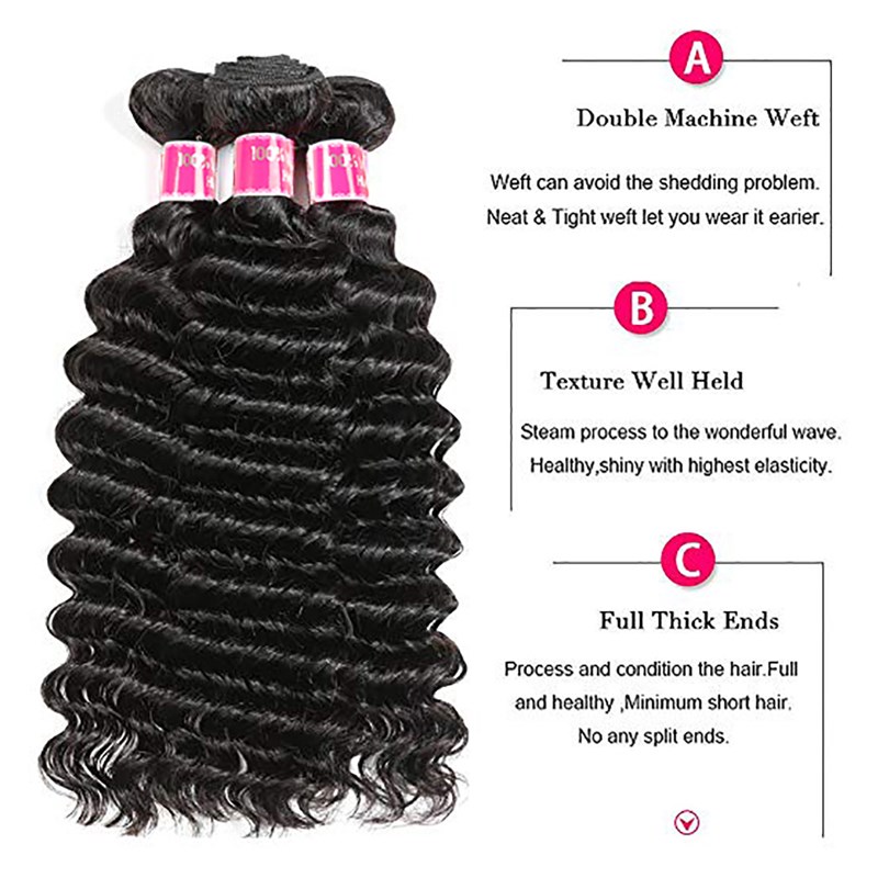 Luxury Lady Wigs Human Hair Fashion Deep Wave Loose Wave Body Wave Straight Hair Black For Women