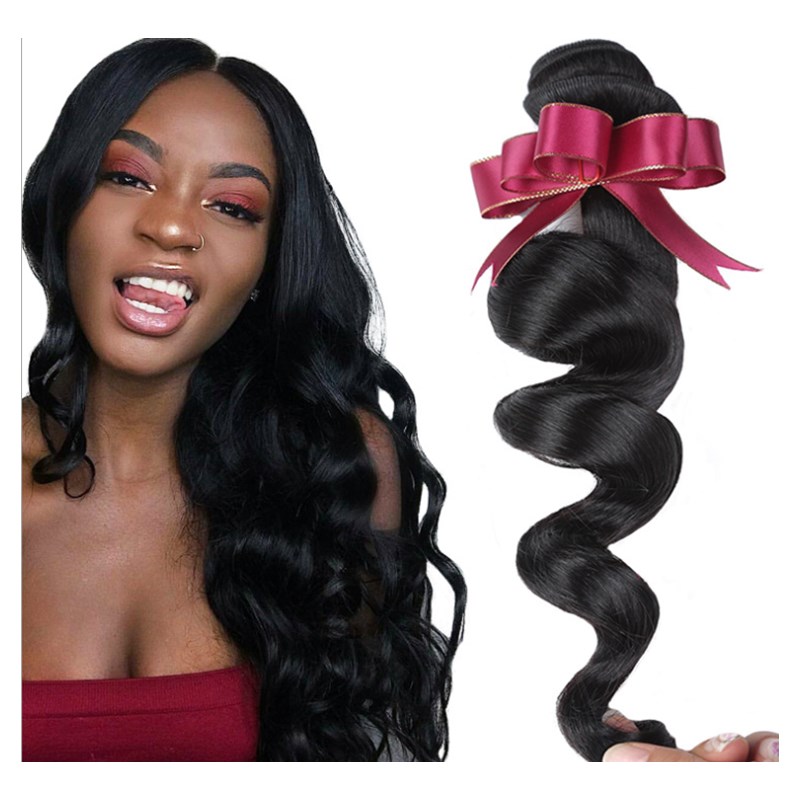 Luxury Lady Wigs Human Hair Fashion Deep Wave Loose Wave Body Wave Straight Hair Black For Women
