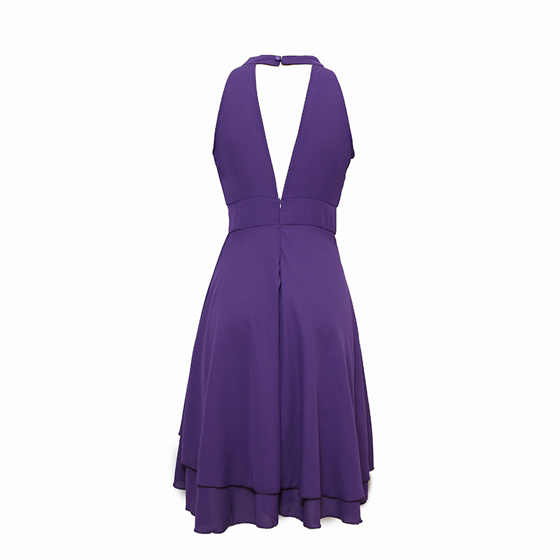 2022 New Fashion Sexy Irregular Cut A-line Skirt Double Ruffle Sleeveless Chiffon Girl Dresses  Irregular A-line Skirt Double Ruffle Chiffon Dress