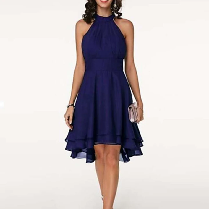 2022 New Fashion Sexy Irregular Cut A-line Skirt Double Ruffle Sleeveless Chiffon Girl Dresses  Irregular A-line Skirt Double Ruffle Chiffon Dress