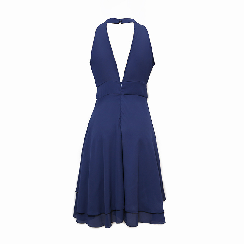2022 New Fashion Sexy Irregular Cut A-line Skirt Double Ruffle Sleeveless Chiffon Girl Dresses  Irregular A-line Skirt Double Ruffle Chiffon Dress