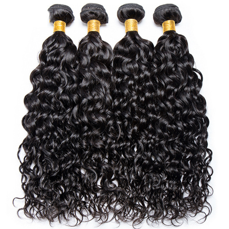 Popular Lady Water Wave Human Hair European &amp; American Natural Fiber Fair Curtain Women Wigs