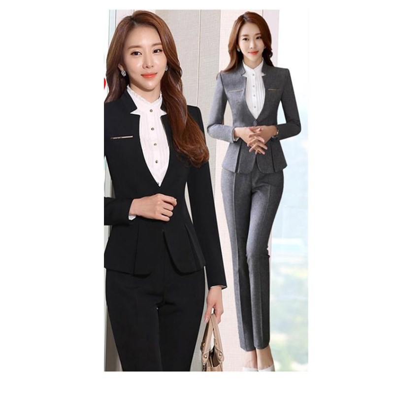New White-Collar Office Women's Dress Popular Business Women's Work Clothes Jewelry Hotel Work Clothes Gray Small Suit Suit Suit WSomen's Work Clothes Korean Fashion Business Coat Women's White-Collar