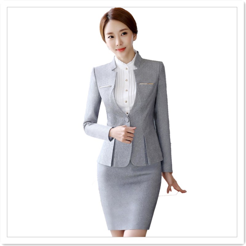 New White-Collar Office Women's Dress Popular Business Women's Work Clothes Jewelry Hotel Work Clothes Gray Small Suit Suit Suit WSomen's Work Clothes Korean Fashion Business Coat Women's White-Collar
