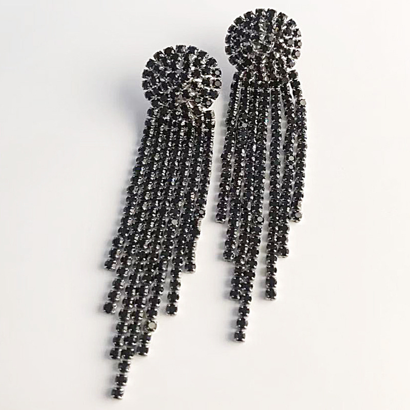 European &amp; American Fashion Wedding Earrings With Long Tassel Hot Sell Rhinestone Claw Chain Jewelry