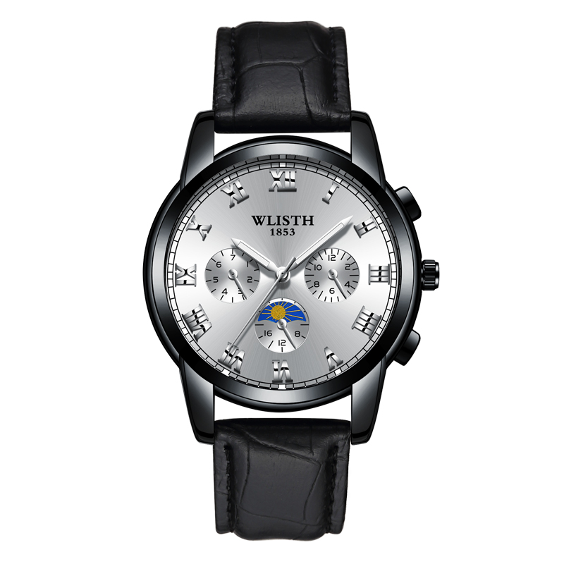 2021 Fashion Genuie Leather Business Men Watch Office Clerk White Collar Waterproof Luminous watch