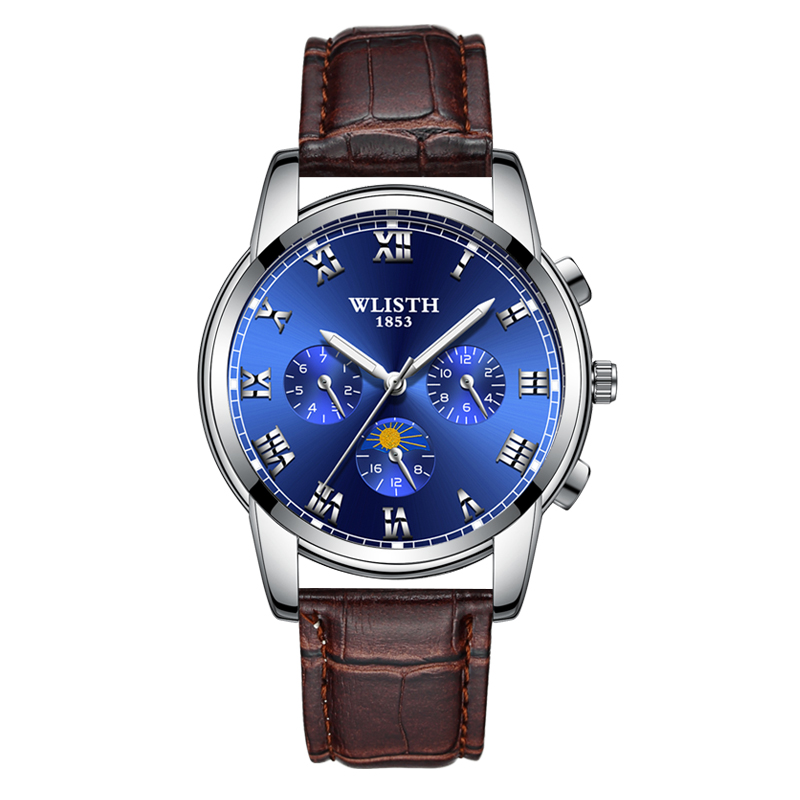2021 Fashion Genuie Leather Business Men Watch Office Clerk White Collar Waterproof Luminous watch