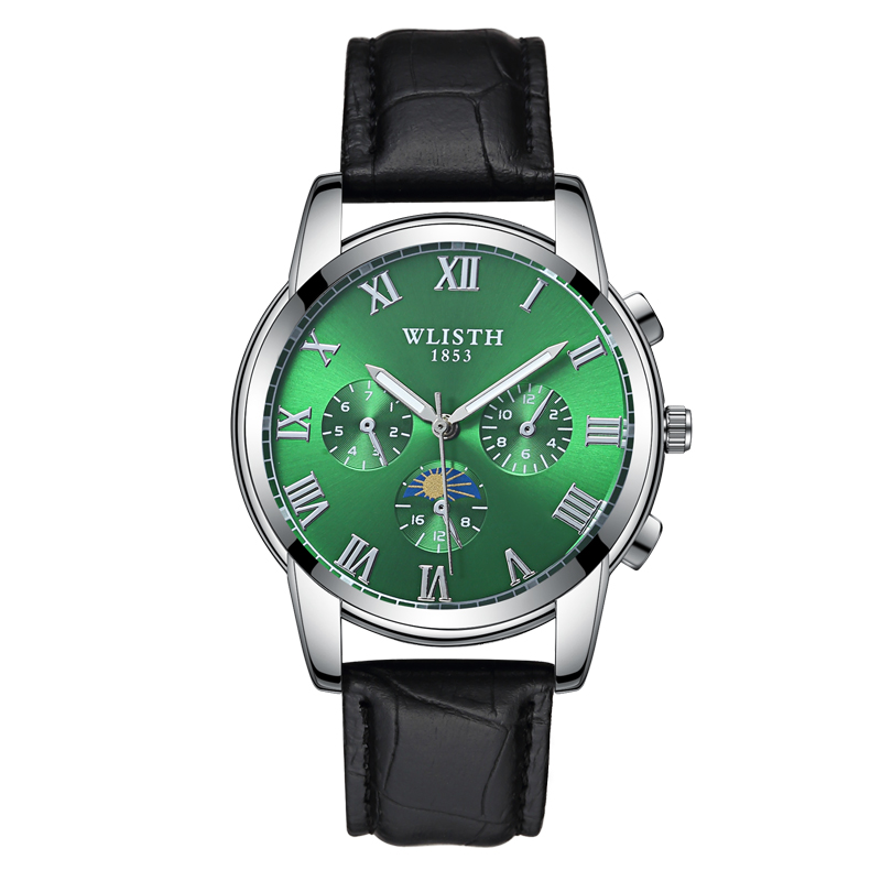 2021 Fashion Genuie Leather Business Men Watch Office Clerk White Collar Waterproof Luminous watch