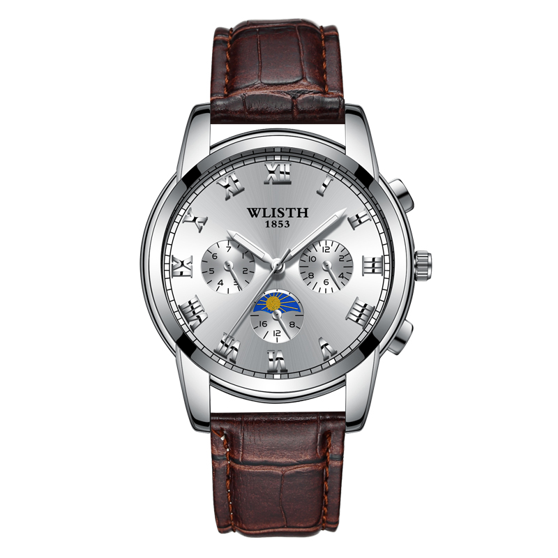 2021 Fashion Genuie Leather Business Men Watch Office Clerk White Collar Waterproof Luminous watch