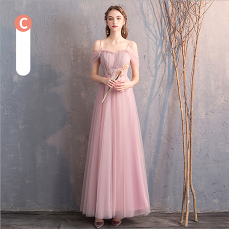 Bride&apos;s Sister Group Bridesmaid Wedding Dress Korean Style Pink Long Skirt Host Girl Evening Dress
