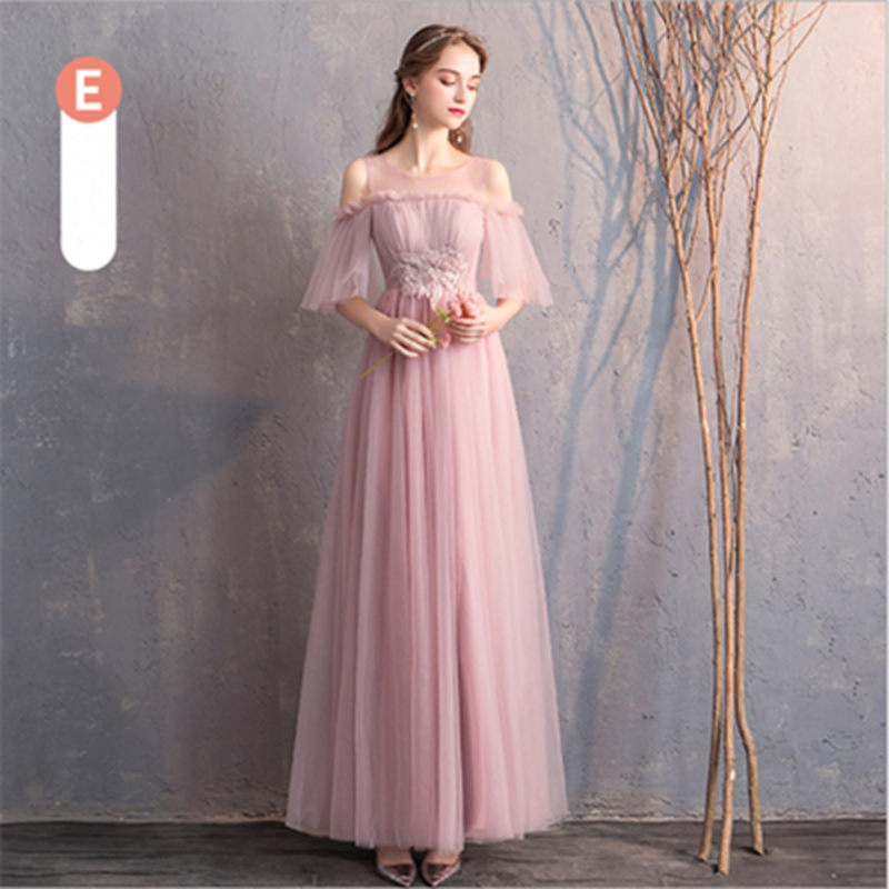 Bride&apos;s Sister Group Bridesmaid Wedding Dress Korean Style Pink Long Skirt Host Girl Evening Dress