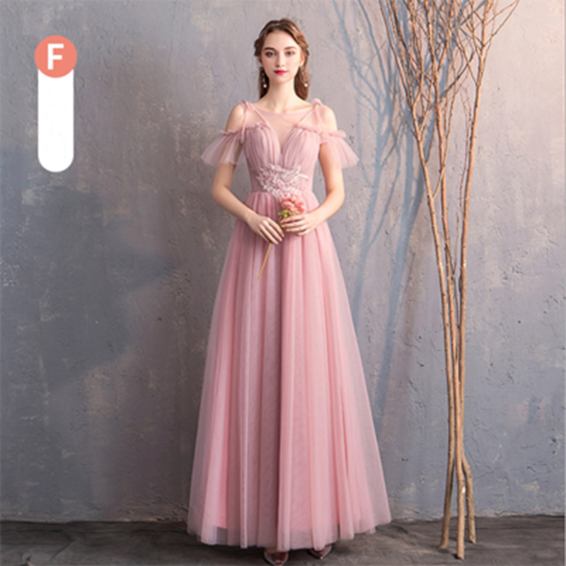 Bride&apos;s Sister Group Bridesmaid Wedding Dress Korean Style Pink Long Skirt Host Girl Evening Dress