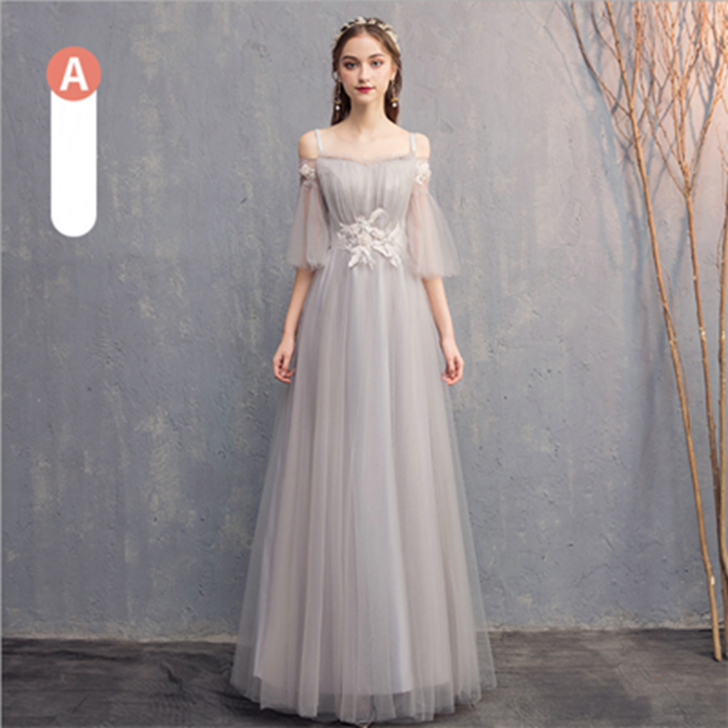 Bride&apos;s Sister Group Bridesmaid Wedding Dress Korean Style Pink Long Skirt Host Girl Evening Dress