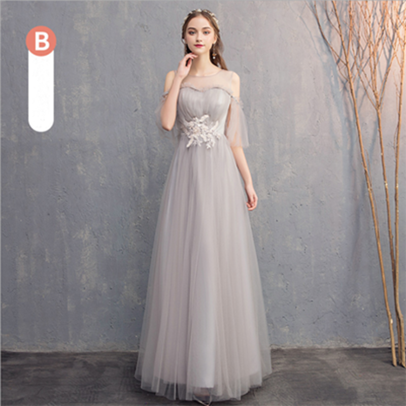 Bride&apos;s Sister Group Bridesmaid Wedding Dress Korean Style Pink Long Skirt Host Girl Evening Dress
