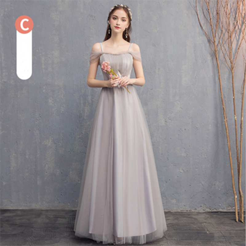 Bride&apos;s Sister Group Bridesmaid Wedding Dress Korean Style Pink Long Skirt Host Girl Evening Dress