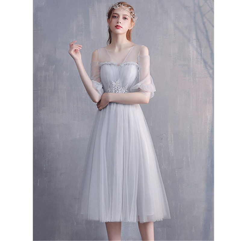 Bride&apos;s Fairy Sister Group Bridesmaid Boudoir Dress Simple &amp; Generous Concert Party Evening Dress