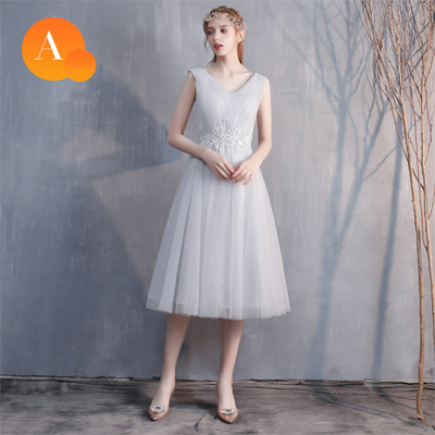 Bride&apos;s Fairy Sister Group Bridesmaid Boudoir Dress Simple &amp; Generous Concert Party Evening Dress