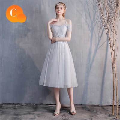 Bride&apos;s Fairy Sister Group Bridesmaid Boudoir Dress Simple &amp; Generous Concert Party Evening Dress