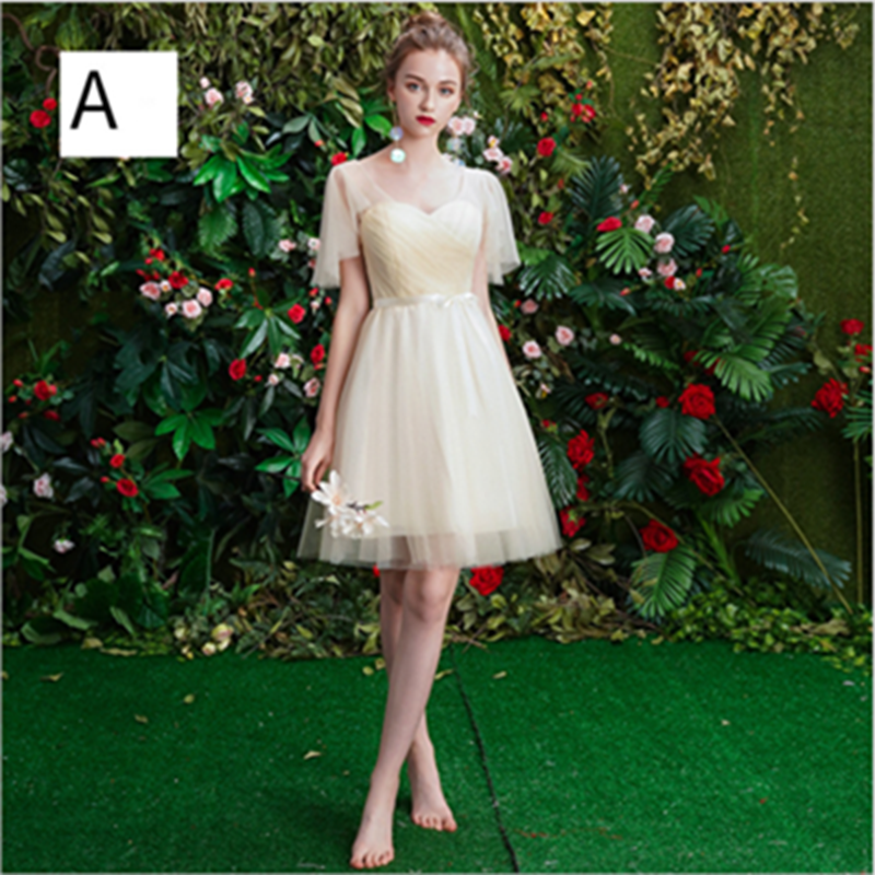 Brides&apos;s Fairy Sister Bridesmaid Dress Lovely Graduation Skirt Sweet Party Concert Evening Dress