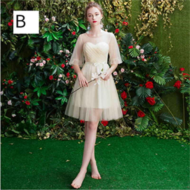 Brides&apos;s Fairy Sister Bridesmaid Dress Lovely Graduation Skirt Sweet Party Concert Evening Dress