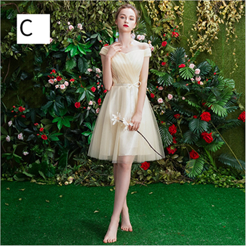 Brides&apos;s Fairy Sister Bridesmaid Dress Lovely Graduation Skirt Sweet Party Concert Evening Dress