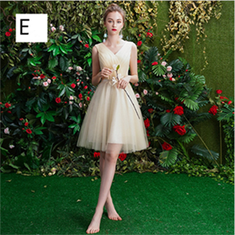 Brides&apos;s Fairy Sister Bridesmaid Dress Lovely Graduation Skirt Sweet Party Concert Evening Dress