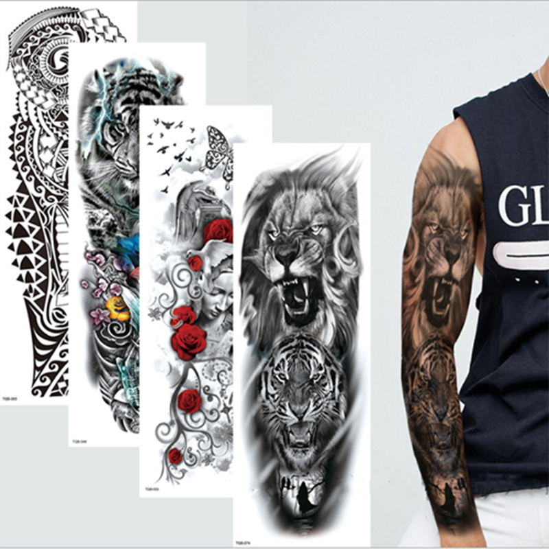 10PCS Full Arm Tattoo Stickers Waterproof Large Temporary Stickers One Time Men Women Body Art