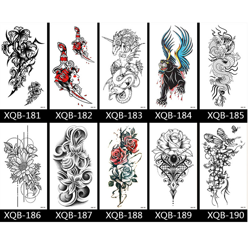 10PCS Half Arm Waterproof Disposable Tattoo Sticker Original Tattoo Sticker Tatoo One Time Body Art