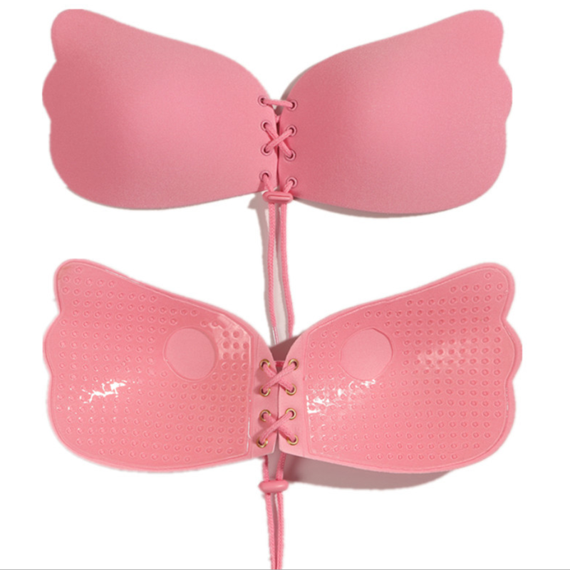 3Pairs Invisible Wing Bra Without Steel Ring Easy Pull Rope Weddings Parties Silicone Chest Patch