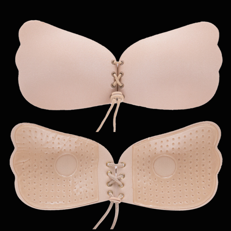 3Pairs Invisible Wing Bra Without Steel Ring Easy Pull Rope Weddings Parties Silicone Chest Patch